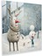 Noel Ren Geyiği ve Kardan Adam Cam Baskı - Noel, Cam Sanatı, Kaprisli Karikatür Çizimi, Eğlenceli, 30X30 1