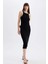Bodycon Vücudu Saran Basic Düz Fitilli Kaşkorse Kolsuz Midi Elbise D5302AX24HS 3