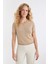 Regular Fit Bisiklet Yaka Basic Düz Düğmeli Kısa Kollu Triko Hırka D4643AX24AU 3