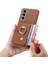 Samsung Galaxy S21 Kart Yuvaları Halka Standı Premium Dokulu Deri (Yurt Dışından) 4