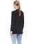 Baskılı Sıfır Yaka Kadın Sweatshirt Siyah ZN5005 2