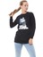 Baskılı Sıfır Yaka Kadın Sweatshirt Siyah ZN5005 3