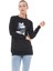 Baskılı Sıfır Yaka Kadın Sweatshirt Siyah ZN5005 4