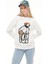 Baskılı Kadın Sweatshirt Ekru ZN5006 4