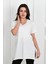 Kadın V Yaka Yırtmaçlı T-Shirt 8783-22 2