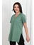 Kadın V Yaka Yırtmaçlı T-Shirt 8783-22 3