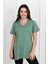 Kadın V Yaka Yırtmaçlı T-Shirt 8783-22 5