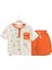 Müslin Etnik Desen Cep Detaylı Tshirt Şortlu Erkek 2 Li Takım - Oranj 1