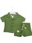 Müslin Baklava Desen Düğmeli Şortlu Erkek 2 Li Takım - Haki 4