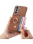 Samsung Galaxy S21 Kart Yuvaları Halka Standı Premium Dokulu Deri (Yurt Dışından) 4