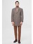 Slim Fit Kahverengi Tek Yırtmaçlı Ekose Desenli Yünlü Palto 5