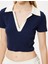 Crop Tişört Polo Yaka Düğmeli Kısa Kollu Biyeli Slim Fit 4