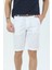 Erkek Beyaz Pamuklu Kemer Hediyeli Yandan Cepli Relaxed Fit Kapri Şort 1