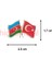 Azerbaycan Türkiye Flamalı Renkli Gold Renk Metal Rozet 1 Paket 12'li 2