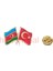 Azerbaycan Türkiye Flamalı Renkli Gold Renk Metal Rozet 1 Paket 12'li 3