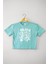 Mint Yeşil Renk Crop T-Shirt Eat Sleep Train Repeat Baskılı Kadın Tişört Baby Tee 1