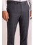 Erkek Gri Slim Fit Sivri Yaka Yelekli Yün Takım Elbise 6