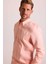 Erkek Turuncu Yaka Düğmeli Slim Fit Keten Gömlek 2