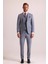 Erkek Gri Slim Fit Sivri Yaka Yelekli Takım Elbise 1