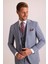 Erkek Gri Slim Fit Sivri Yaka Yelekli Takım Elbise 4