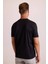 Erkek Siyah Regular Fit Merserize Pamuk T-Shirt 8