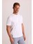 Erkek Beyaz Regular Fit Merserize Pamuk T-Shirt 1