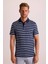 Erkek Lacivert Polo Yaka Çizgili TShirt 1