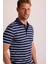 Erkek Lacivert Polo Yaka Çizgili TShirt 2