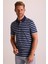 Erkek Lacivert Polo Yaka Çizgili TShirt 4