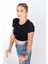 Kadın Fitilli Crop Bluz - Siyah 1