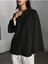 Kadın Siyah Ispanyol Kol Bol Kalıp Fermuarlı Modest Bluz 1