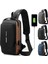 Açık Mavi Altın Yeni Deri Film Erkek Sling Anti-Hırsızlık Su Geçirmez Omuz Çantası Sırt Çantası USB Şarjlı Su Geçirmez Mini Crossbody Göğüs Çantası (Yurt Dışından) 3