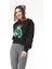 Sıfır Yaka Figürlü Kadın Kısa Sweatshirt Siyah ZN5041 3