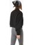Sıfır Yaka Figürlü Kadın Kısa Sweatshirt Siyah ZN5041 5