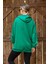 Fermuar Detay Baskılı Oversize Kadın Sweatshirt Yeşil ZN5022 5