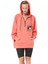 Fermuar Detay Baskılı Oversize Kadın Sweatshirt Somon ZN5022 1
