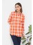 Ekose Desen Kadın Gömlek Turuncu ZN5019 3