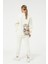 Baskılı Oversize Üç Iplik Kadın Eşofman Takımı Krem ZN5004 2