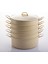 6 Parça 28 cm Cream Ezme Seri Buharlı Pişirici, Mantı Tencere Seti 5,9 Lt 4