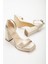 Matilda Krem Saten Platformlu Açık Burunlu Kalın Topuklu Ayakkabı 1