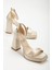 Matilda Krem Saten Platformlu Açık Burunlu Kalın Topuklu Ayakkabı 2