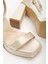Matilda Krem Saten Platformlu Açık Burunlu Kalın Topuklu Ayakkabı 3