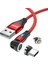 2m 3A Hızlı Şarjlı Manyetik Veri Kablosu 2'si 1 Arada Usb'den 8 Pimli + Tip C Naylon Örgülü Kablo LED Işıklı (Yurt Dışından) 1