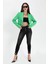 Çift Peto Cepli Kısa Crop Blazer Ceket - Yeşil 1