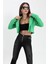 Çift Peto Cepli Kısa Crop Blazer Ceket - Yeşil 2