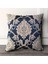 Çiçek Desenli Lacivert-Krem Kırlent Kılıfı 45CM*45CM 1