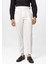 Beyaz Yüksek Bel Çizgili Erkek Pantolon 1