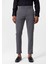 Gri Erkek Slim Fit Düz Aksesuarlı Kumaş Pantolon 1