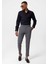 Gri Erkek Slim Fit Düz Aksesuarlı Kumaş Pantolon 2
