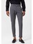 Gri Erkek Slim Fit Düz Aksesuarlı Kumaş Pantolon 3